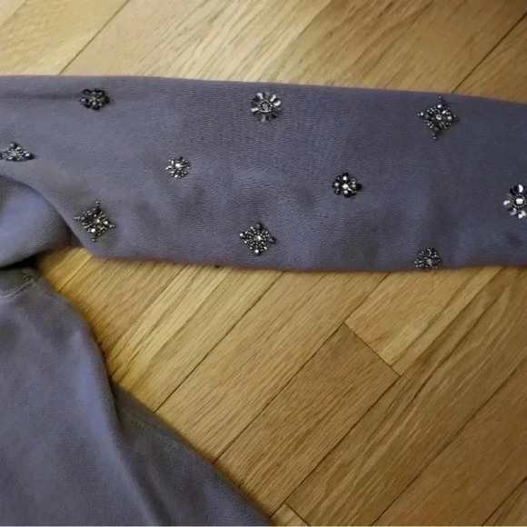 J. Crew Women’s Beaded, Rhinestone, Sequin Gray Sweatshirt Top Size Small - Picture 4 of 11